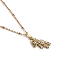 Collier pendentif ours en peluche plaqué or 18k avec cristaux brillants pour femme