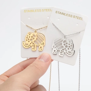 Minimalist hollow elephant necklace in gold and silver stainless steel finishes