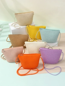 Women Straw Woven Crossbody Bag Mini Shell HandWoven Beach Summer Vacation Small Shoulder Purse For Girls