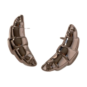 Polished silver croissant hoop earrings in stainless steel with a minimalist spiral design
