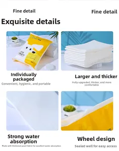 Detail of disposable pet bath towel showing the thick pearl texture fabric in a 10-pack bag