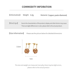 Detailed size specifications for vintage circular drop earrings with copper and diamonds