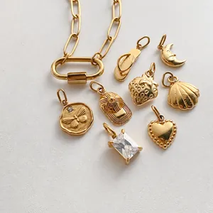 Vergulde roestvrijstalen DIY-sieradenset met maan-, hart- en pet-hangers, 14K goud