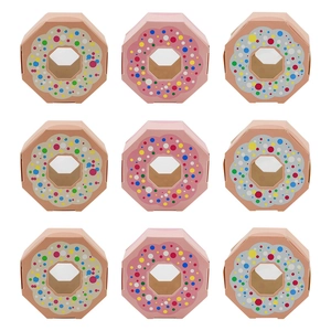 Octagonal Paper Candy Box Doughnut Print Clear Window Wedding Party Favor Packaging For Cookies And Sweets