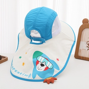 Cappello da sole per bambini con protezione nuca, stampa cucciolo e mesh traspirante