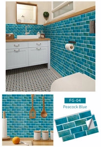 Autocollants muraux auto-adhésifs bleu paon pour la décoration cuisine et salle de bain