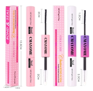 Dual-ended eyelash bond and seal adhesive wand with precision applicator brushes