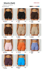 Vue détaillée du short de yoga sans couture taille haute en onze couleurs variées