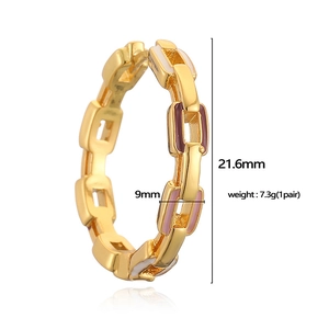 Colorful enamel chain earrings in gold finish with dimensional size and weight info