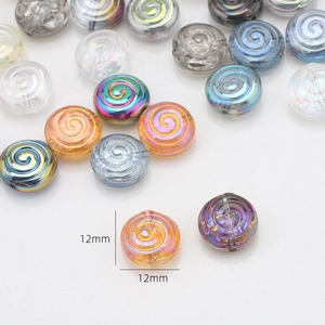 12mm spiral round candy crystal glass beads in mixed iridescent colors for DIY jewelry making
