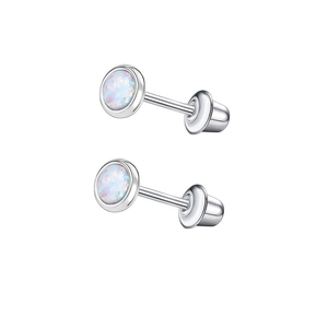 Detail of butterfly zircon earrings with secure threaded screw back fasteners