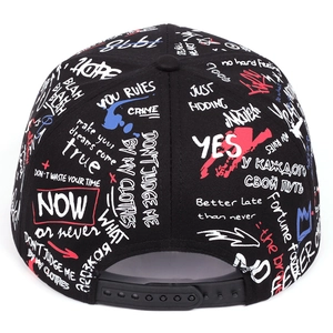 Graffiti snapback hat with adjustable buckle featuring colorful street style prints