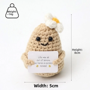 Handmade crochet potato doll with motivational card, size 8x5cm and weight 14g