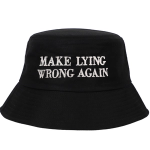 Bob en coton noir avec broderie blanche Make Lying Wrong Again pour protection solaire d'été