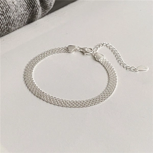 925 Sterlingsilber Funkelnd Gewebtes Gitter Armband Halskette Damen Breit Minimalistisch Koreanischer Stil Mode Schmuck Geschenk