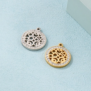 Pendentif géométrique ajouré avec strass en or et argent pour bijoux DIY