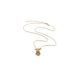 Golden snake chain necklace featuring a sparkling rhinestone-encrusted bunny pendant
