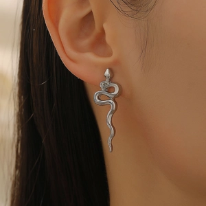 Elegant silver snake stud earrings for women with minimalist minimalist wrap design