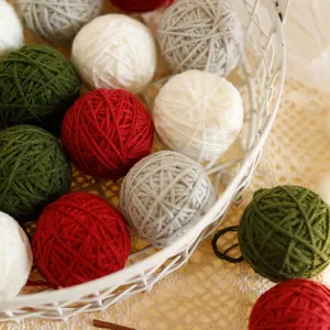 Cozy 5cm knitted Christmas balls in red, green, and white for tree decoration