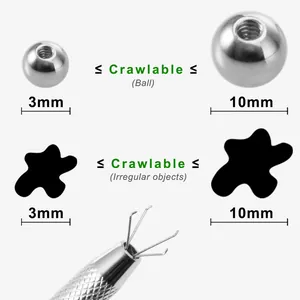 Macro view of four-claw piercing ball grabber tool for 3mm to 10mm jewelry sizes