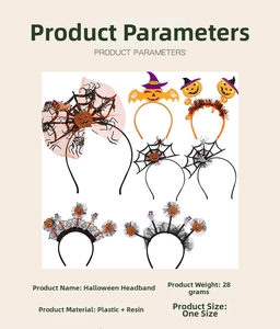 Detailed Halloween headbands specifications for pumpkin, ghost and bat themed accessories