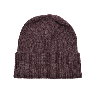 Classic dark brown ribbed knit beanie hat with cuffed brim for outdoor winter warmth