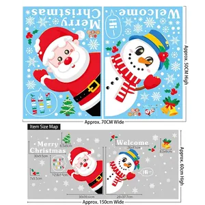 Detailed dimensions of Christmas wall stickers showing sheet and applied layout sizes