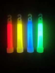 Detailed view of four colorful 4-inch emergency glow sticks with integrated hooks