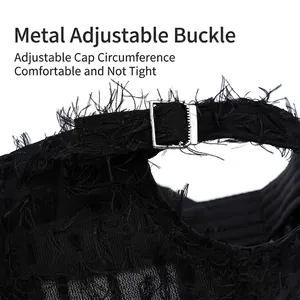 Black sun hat with breathable fabric featuring an adjustable metal buckle for a custom fit