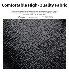 Detail of waterproof scratch-resistant black lychee texture leather for women crossbody bag