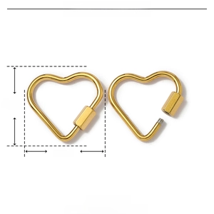 Detailed size chart for golden heart stainless steel connector showing 34mm width and weight