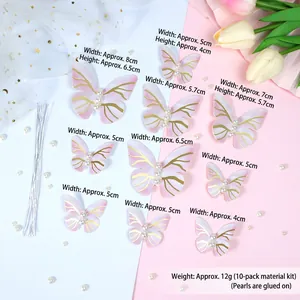 Pink and purple gradient butterfly cake toppers with gold texture and white pearls