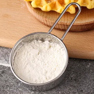 304 stainless steel mini flour sifter with long handle for baking sugar and cocoa powder