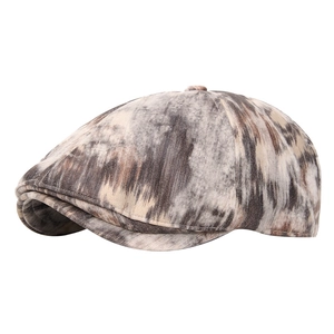 Retro marble texture newsboy cap for men and women, stylish winter warm flat beret hat