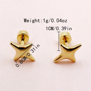 14K gold plated stainless steel mini star stud earrings with product dimensions