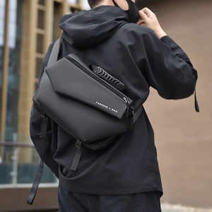 Men Crossbody Messenger Bag Waterproof Oxford Cloth Geometric Multi Compartment Techwear Functional Travel Shoulder Bag