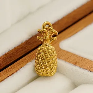 Pendentif ananas en acier inoxydable plaqué or 18 carats pour création bijoux