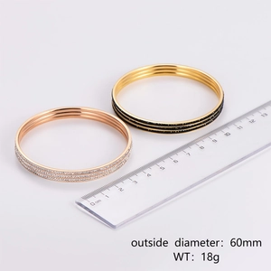 Set of 3 bohemian stainless steel bangles with sparkling crystals and a 60mm diameter