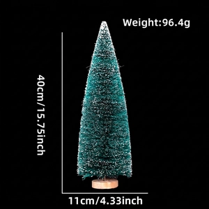 Miniature sisal Christmas tree detail showing dimensions 40cm height and wood base