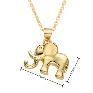 Close-up showing the precise 18mm by 11mm dimensions of the gold elephant pendant