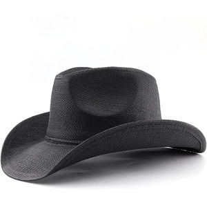 Western Cowboy Hat Woven Straw Wide Brim Sun Protection Outdoor Summer Jazz Fedora For Men Women