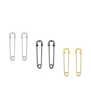 925 Sterling Silver Safety Pin Earrings Minimalist Creative Punk Style Paperclip Ear Hoops Jewelry For Women