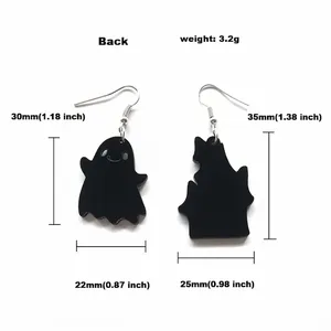 Vue arrière de boucles d'oreilles Halloween en acrylique avec fantôme et chapeau