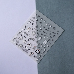 Stickers ongles 5D embossés avec motifs animaux de dessin animé girafe et panda, FEB-330