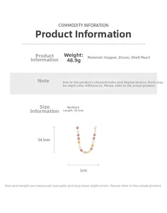 Detailed spec sheet of multicolor pearl necklace with zircon-set Triomphe clasp