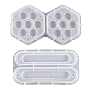 Silicone molds for resin dice storage boxes featuring hexagonal and oval DIY designs