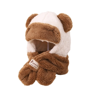 Écharpe à capuche panda en peluche pour enfants avec oreilles d'ours et protection