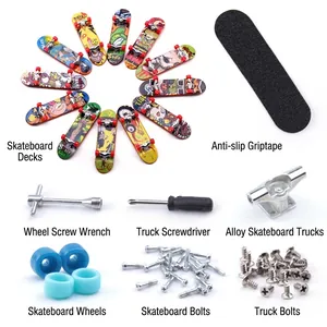 Mini alloy finger skateboard DIY kit with boards, tools, wheels and hardware set
