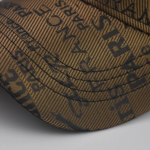 Brown checkered baseball cap with Eiffel Tower pattern and high-density twill fabric