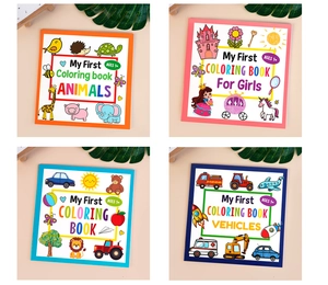 Four different themes of early education coloring books for toddlers with animal covers
